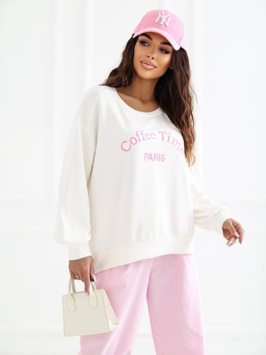 RUE PARIS  Ecru damska bluza o kroju oversize
