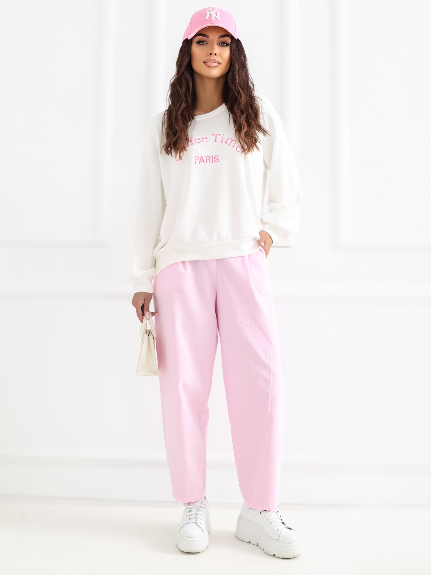 RUE PARIS  Ecru damska bluza o kroju oversize