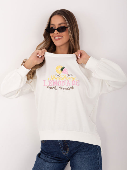 RUE PARIS Ecru damska bluza oversize z wiskozy