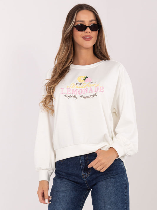 RUE PARIS Ecru damska bluza oversize z wiskozy