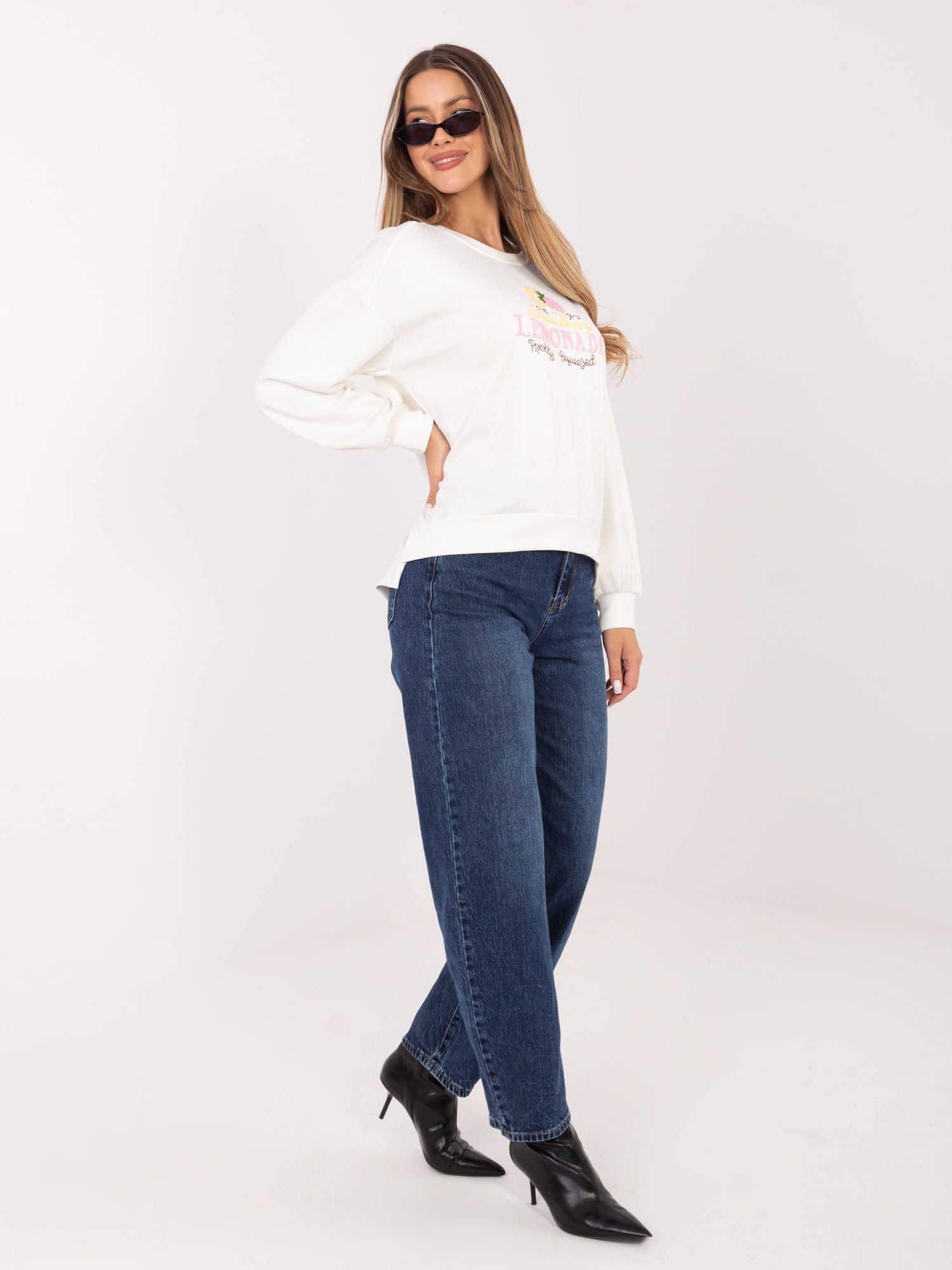 RUE PARIS Ecru damska bluza oversize z wiskozy