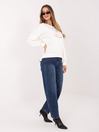 RUE PARIS Ecru damska bluza oversize z wiskozy