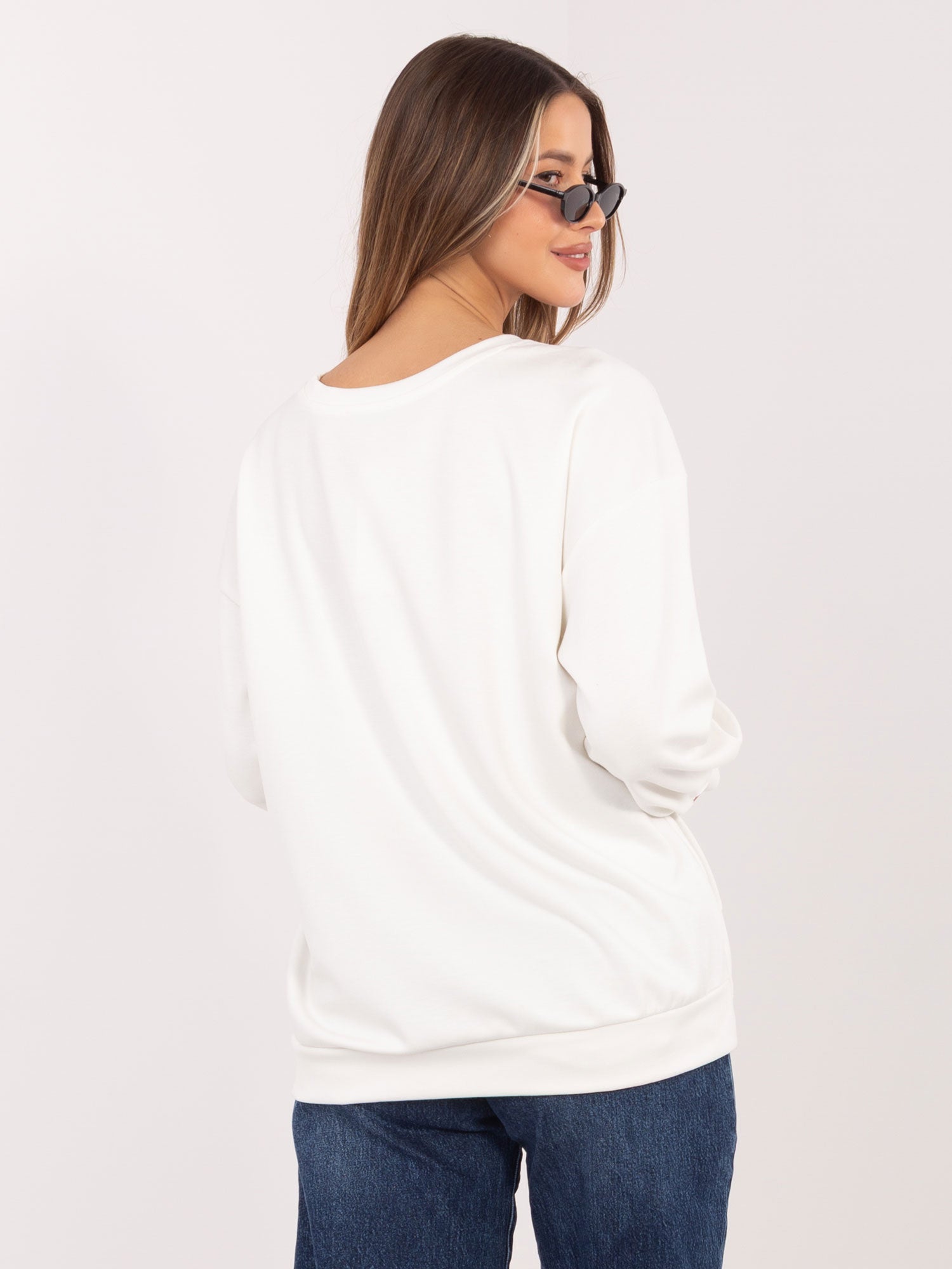 RUE PARIS Ecru damska bluza oversize z wiskozy