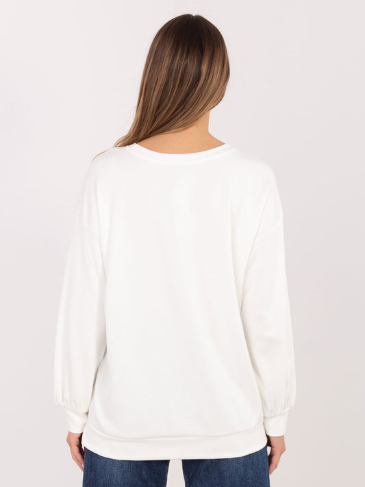 RUE PARIS Ecru damska bluza oversize z wiskozy