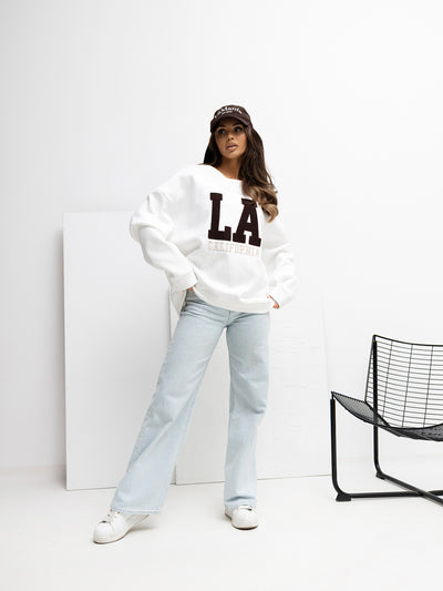 RUE PARIS Ecru bluza z kontrastowym napisem