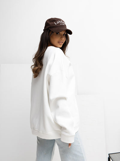 RUE PARIS Ecru bluza z kontrastowym napisem