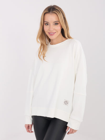 RUE PARIS Ecru bluza z okrągłym dekoltem