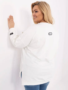 Ecru damska bluza plus size z rozcięciami