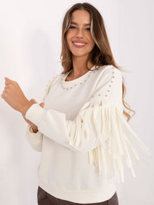 RUE PARIS Ecru damska bluza w stylu country