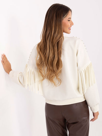 RUE PARIS Ecru damska bluza w stylu country