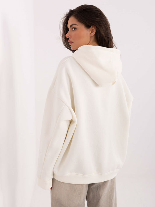 Ecru damska bluza oversize z kapturem