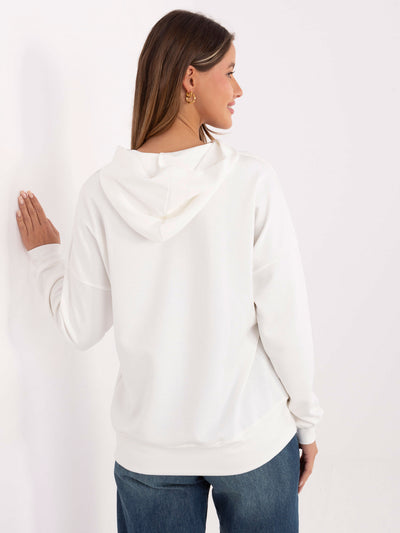 Ecru damska bluza z naszywkami