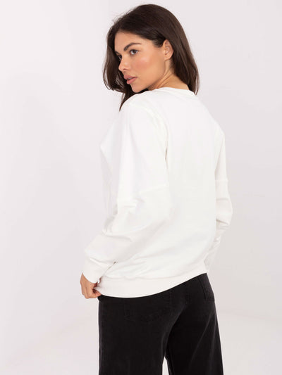RUE PARIS Ecru damska bluza z naszywką
