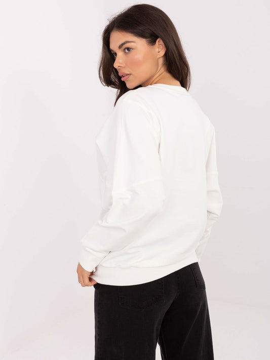 RUE PARIS Ecru damska bluza z naszywką