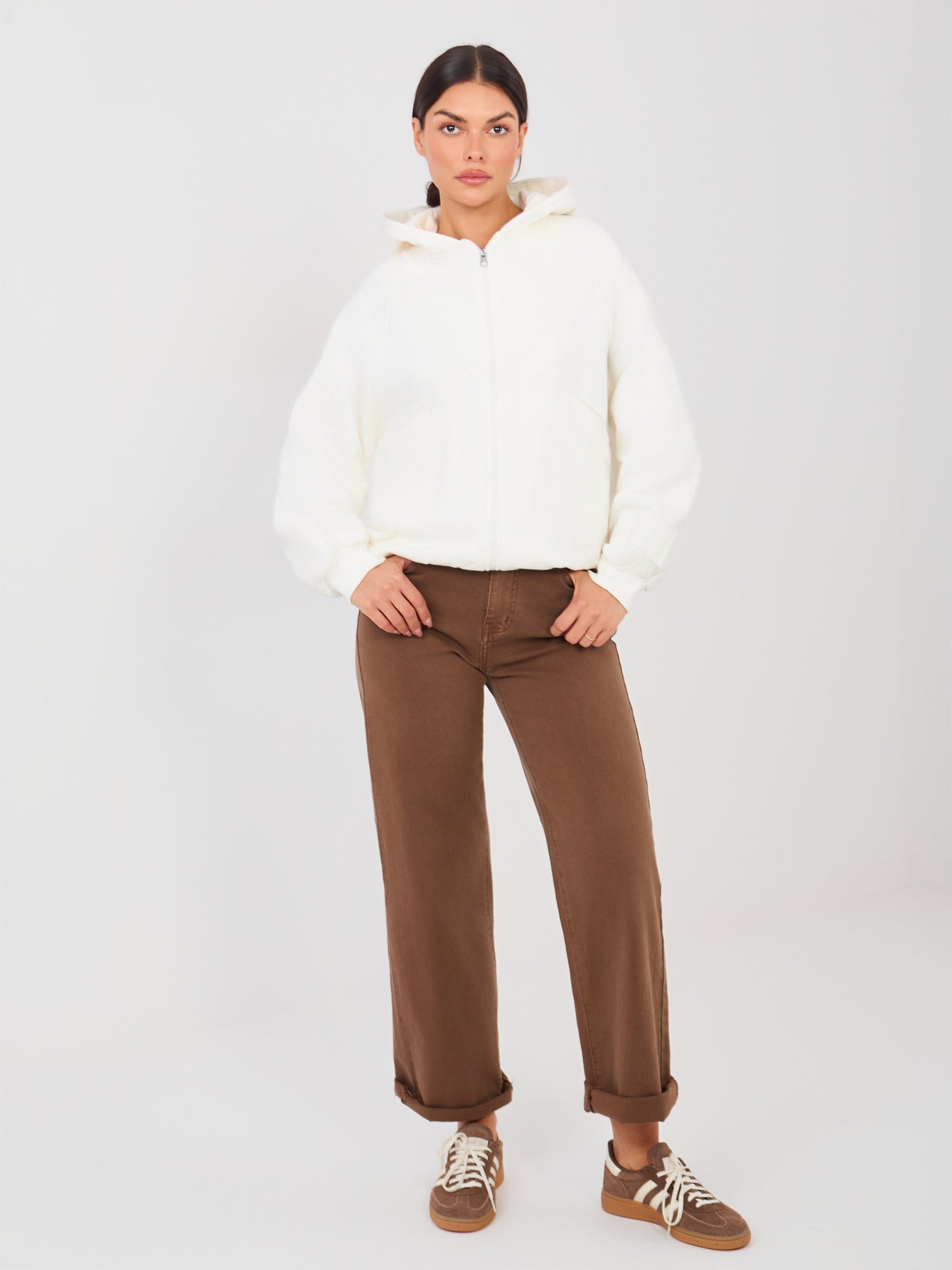NATURAL SIDE Ecru rozpinana bluza z kieszeniami