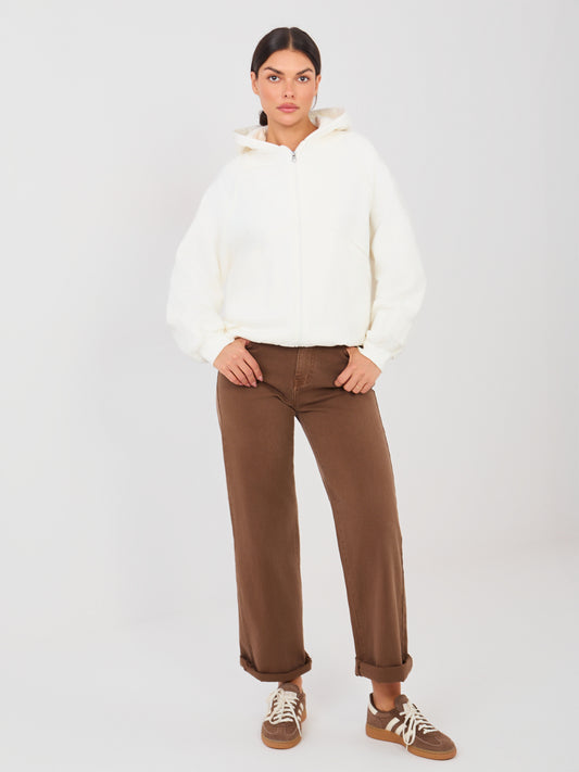 NATURAL SIDE Ecru rozpinana bluza z kieszeniami