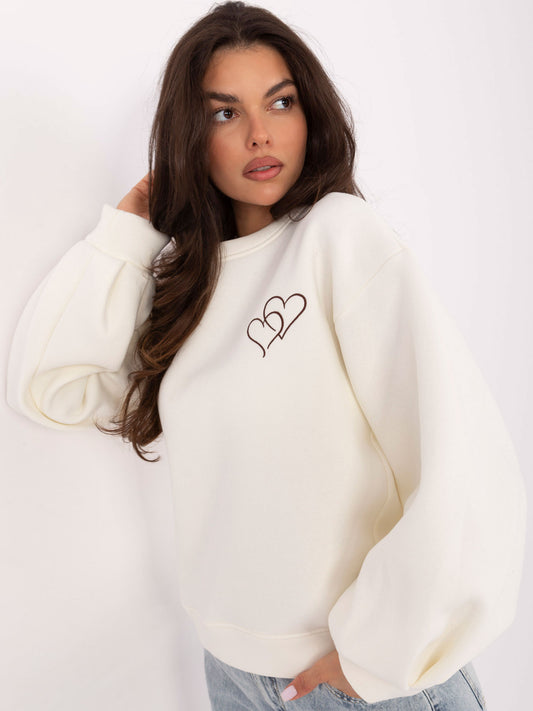 Ecru dresowa bluza z haftem