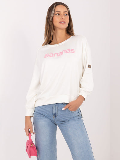 RUE PARIS Ecru damska bluza oversize bez kaptura