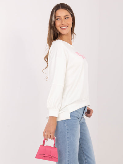 RUE PARIS Ecru damska bluza oversize bez kaptura