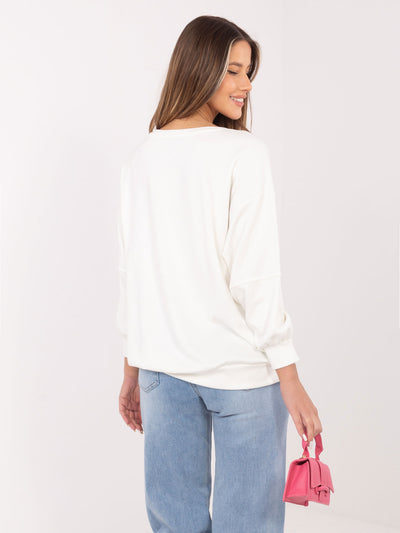 RUE PARIS Ecru damska bluza oversize bez kaptura