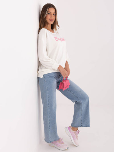 RUE PARIS Ecru damska bluza oversize bez kaptura