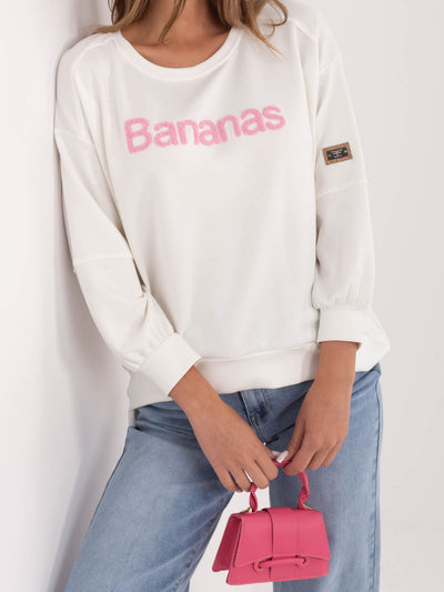 RUE PARIS Ecru damska bluza oversize bez kaptura
