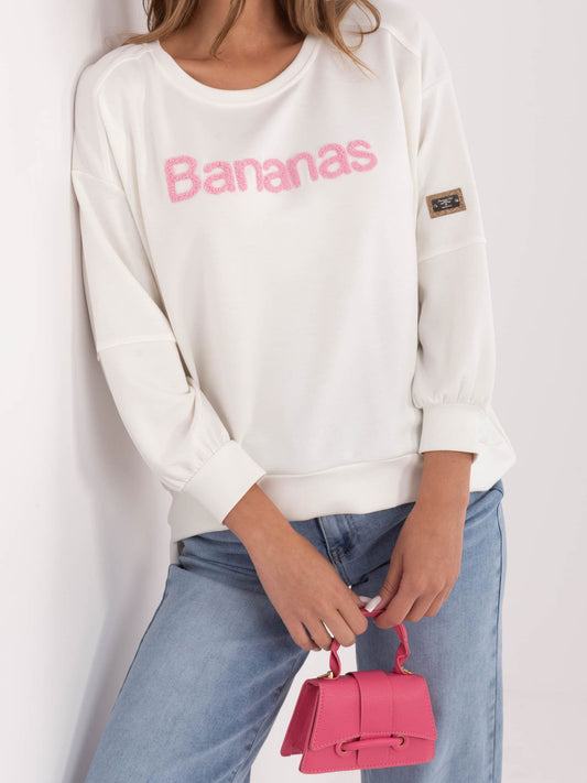 RUE PARIS Ecru damska bluza oversize bez kaptura