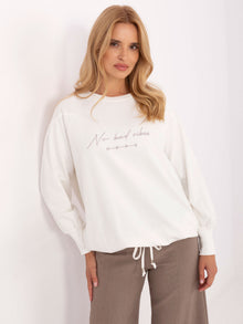 Ecru damska bluzka oversize z napisem