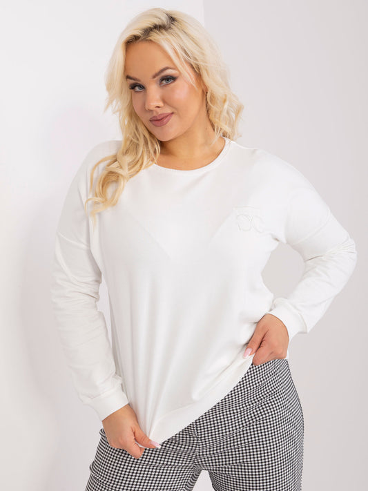 Ecru damska bluzka plus size z naszywką