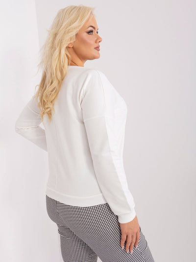 Ecru damska bluzka plus size z naszywką