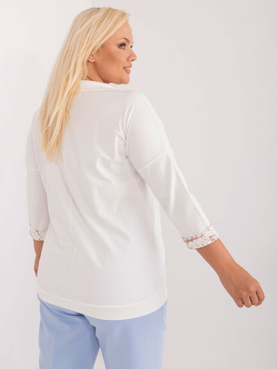 Ecru codzienna bluzka plus size z nadrukiem