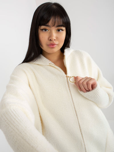 Ecru damski płaszcz alpaka z dodatkiem wełny