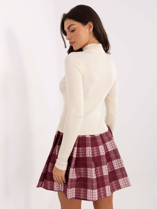 STITCH & SOUL Ecru dopasowany sweter w prążek