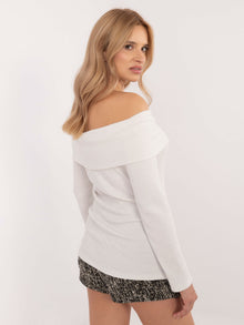 Ecru damski sweter hiszpanka w prążek