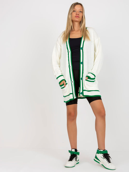 Ecru damski sweter rozpinany z guzikami RUE PARIS