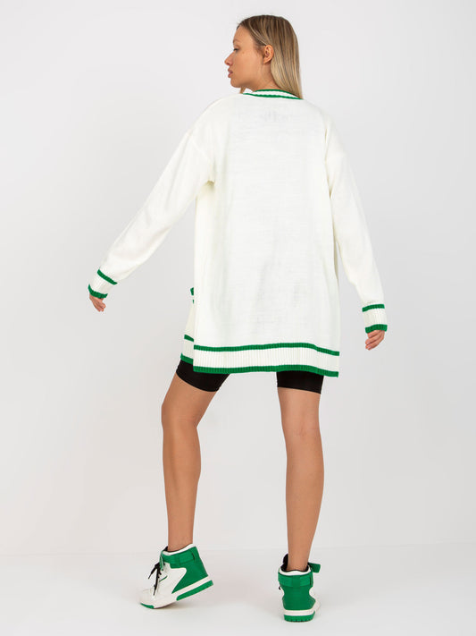Ecru damski sweter rozpinany z guzikami RUE PARIS