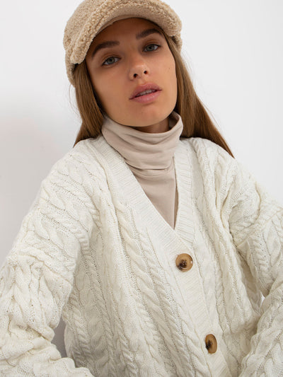 Ecru damski sweter rozpinany z guzikami RUE PARIS