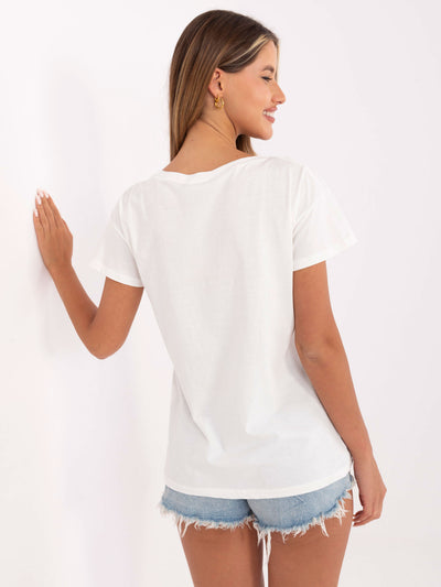 Ecru damski t-shirt z napisem