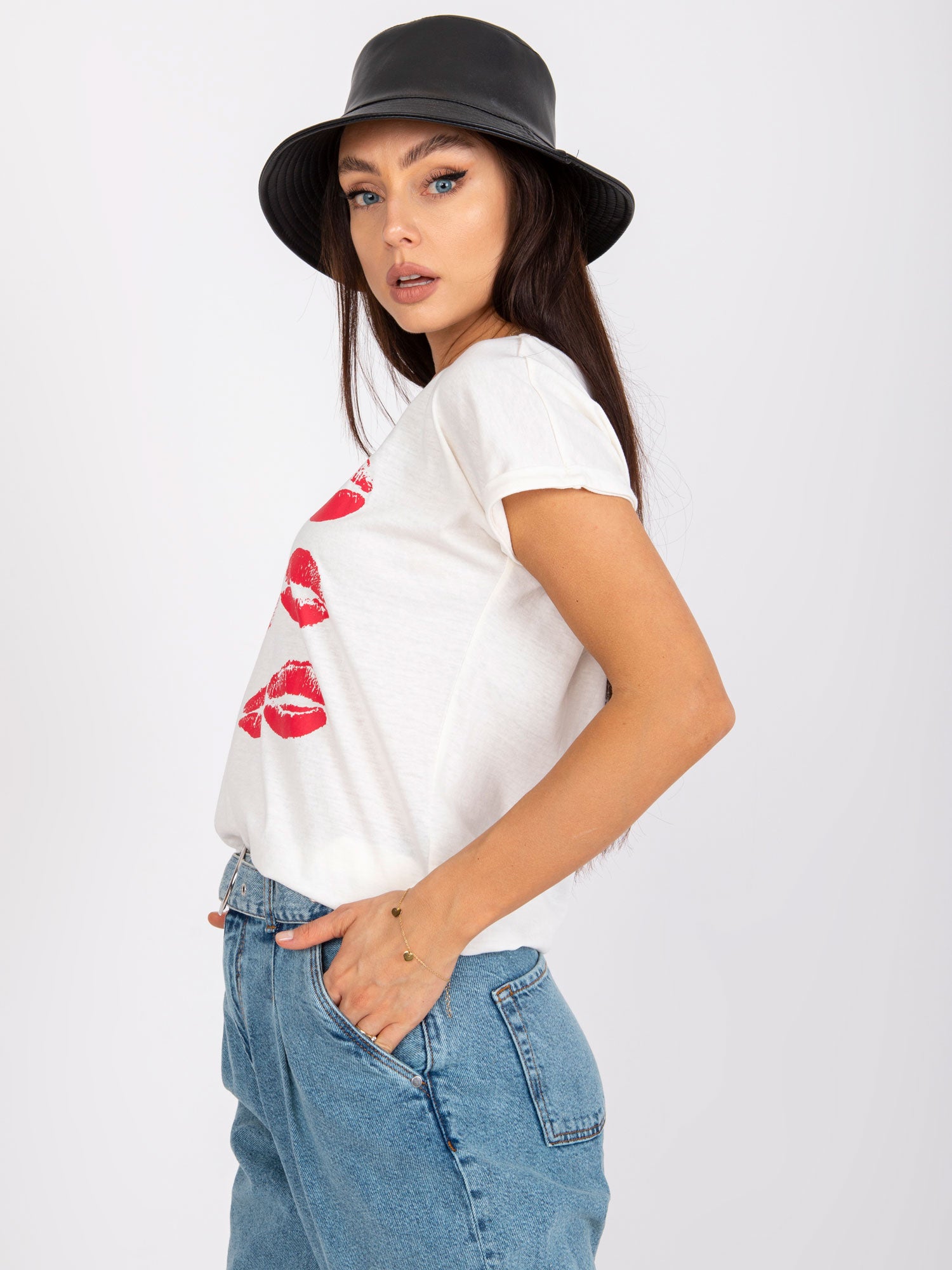 MAYFLIES Ecru damski t-shirt z bawełny