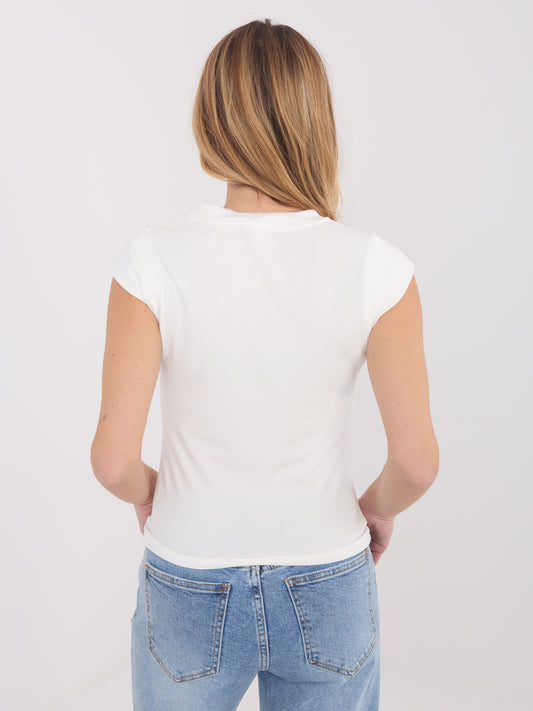 Ecru damski top basic z domieszką wiskozy