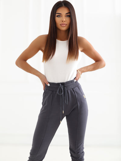 RUE PARIS Ecru damskie body basic z bawełny