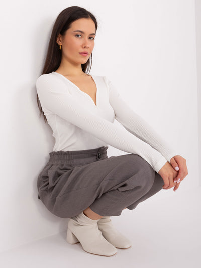 Ecru codzienna bluzka w prążek BASIC FEEL GOOD
