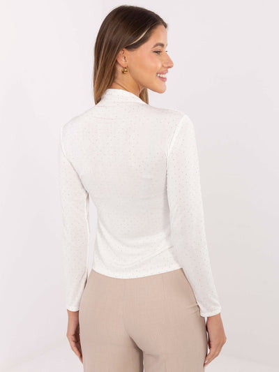 RUE PARIS Ecru elegancka bluzka z dżetami