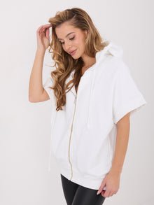 Ecru rozpinana bluza basic z troczkami