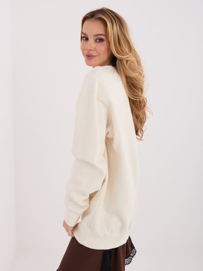 Ecru dresowa bluza basic z ociepleniem