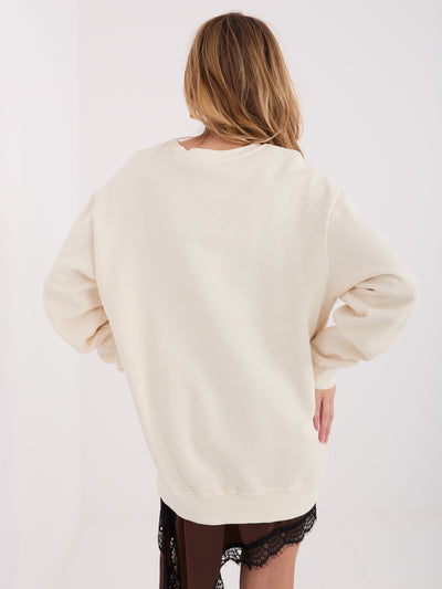 Ecru dresowa bluza basic z ociepleniem