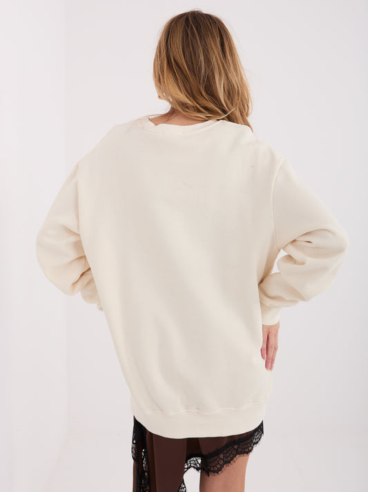 Ecru dresowa bluza basic z ociepleniem