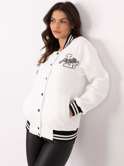 Ecru ocieplana bluza baseball z naszywką