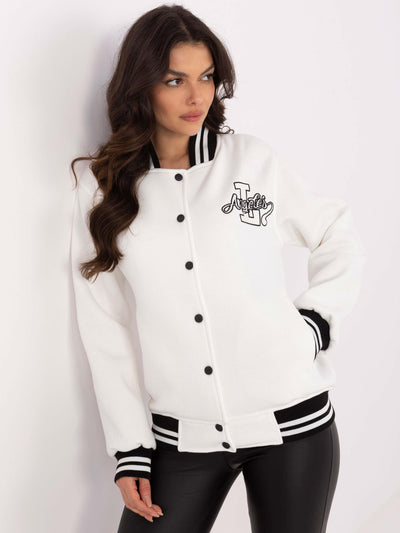 Ecru ocieplana bluza baseball z naszywką