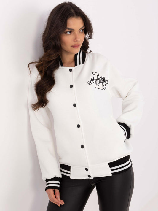 Ecru ocieplana bluza baseball z naszywką